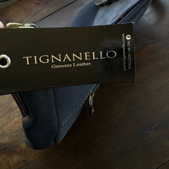 NWT Tignanello Midnight Blue Genuine Leather/Suede Messenger Crossbody Bag - Picture 14 of 16